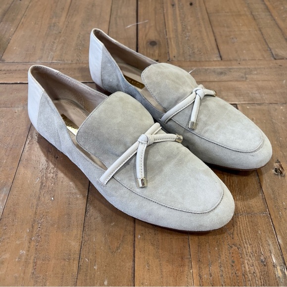 Louise Et Cie Tan Suede Leather Tie Almond Toe Loafer Flats 8 Old Money Preppy - Picture 2 of 13